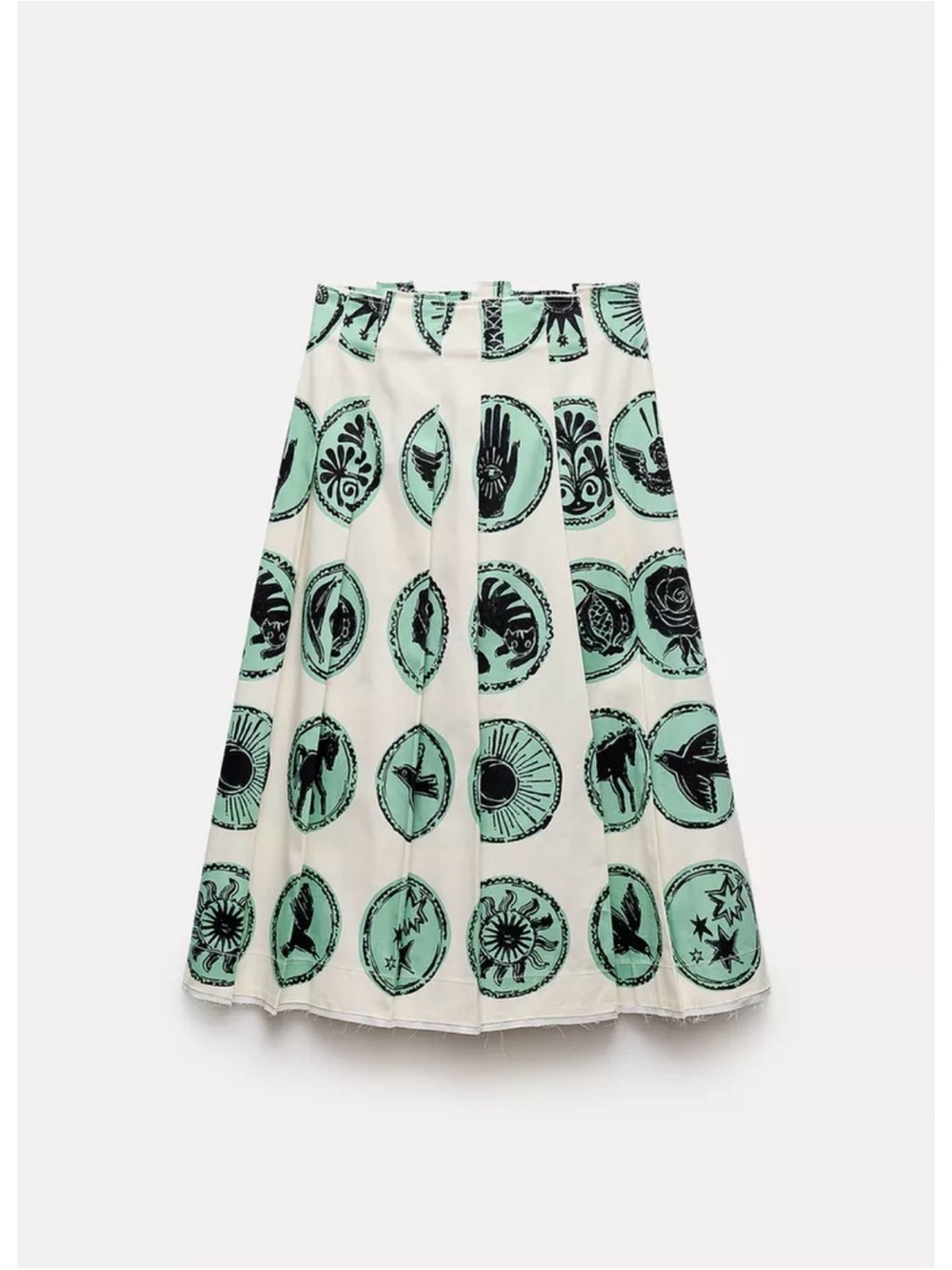 Zara ZW Collection Printed Box Pleat Skirt